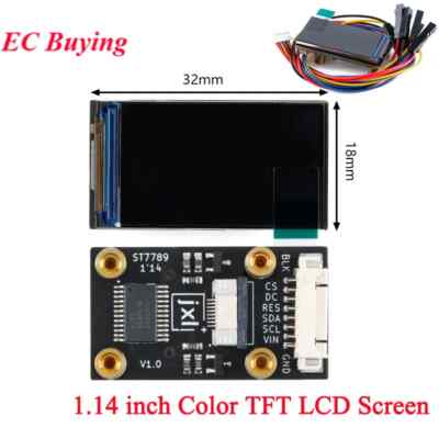 1.14'' HD Color TFT Display Module, 262K, IPS, SPI, 3.3V/5V