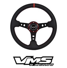 Vms Racing Universal 6-bolt 350mm Leather Red Deep Dish Steering Wheel For Scion
