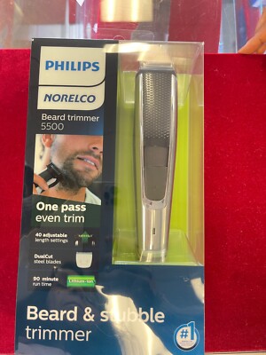 Philips Norelco 5500 Electric Cordless Beard & Stubble Trimmer - Black & Silver 
