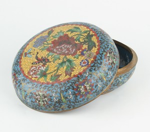 Antique Chinese Cloisonne Box with Flowers
