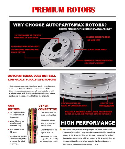 Front Disc Rotors Brake Pads for Chrysler 200 Dodge Caliber Avenger Jeep Compass - Bild 5 von 6