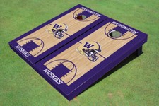 University Of Washington Helmet Purple Matching Basketball Court Custom Cornhole
