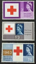 GB QEII 1963 Red Cross phos.set MNH SG639p-SG641p, Scott398p-Scott400p
