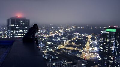 Anime City Rooftopping Cityscape Bokeh City Lights  Gaming Mat Desk 16666