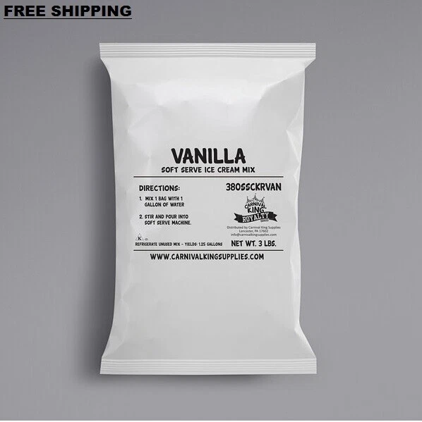 6 Pack) 3 lb. Restaurant Smooth Vanilla Soft Serve Ice Cream Mix