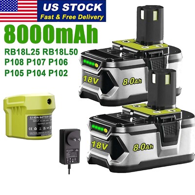NEW 1-4PACK 8.0Ah For RYOBI 18V Battery One Plus High Capacity P108 Lithium-Ion