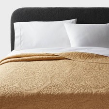 Twin/Twin Extra Long Garment Washed Paisley Stitch Quilt Wheat -