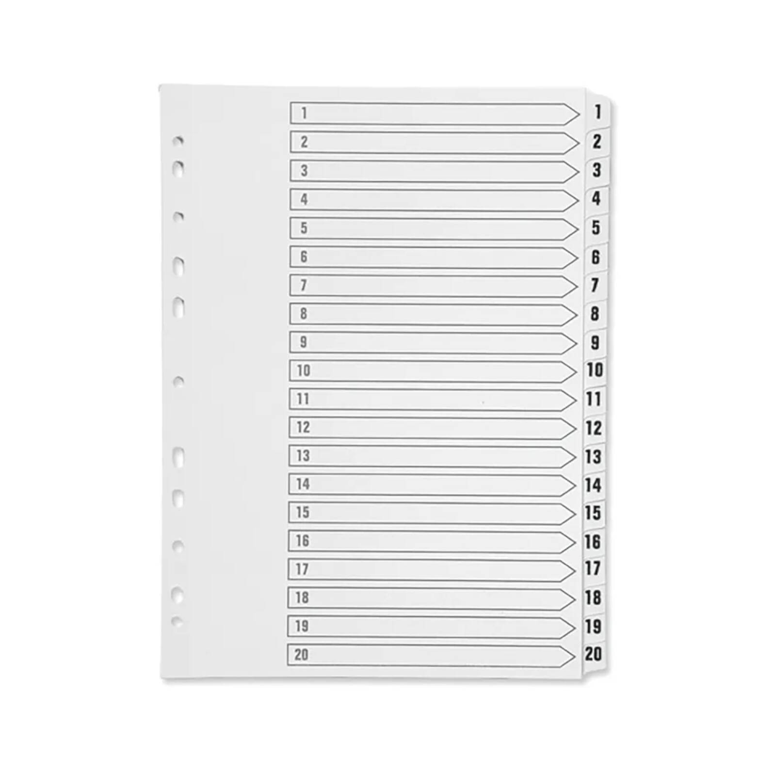 Q-Connect  1-20 Index Multi-Punched Reinforced Board Clear -  - Image 2