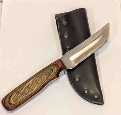 ANZA 8.5'' FILE KNIFE 2003 WOOD HANDLE W/ SHEATH 4'' CARBON STEEL BLADE