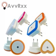 Light Sensor LED Night Lighting UK EU Plug-in Bedroom Sleeping White Blue Lamps