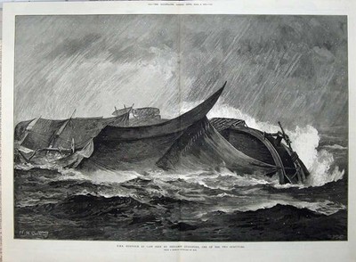 Antiker alter Druck Fine Art 1878 Eurydike Schiffswrack Meer Bejamin Cuddiford 19.