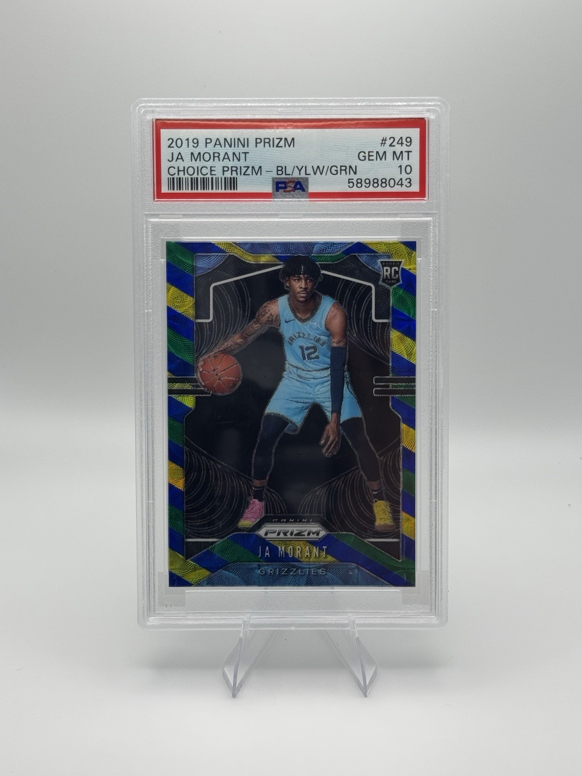 Panini Prizm 2019 Ja Morant Rookie #249 Choice Blue Yellow Green PSA 10
