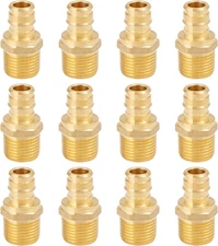 12 Pack Pex a Expansion 1/2" X 1/2" Male NPT Adapter Brass Fitting, No Lead Bras