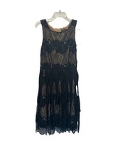 Tahari Arthur S. Levine Sz 10 Black Lace Midi Dress Formal Events Belt Lined