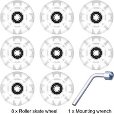 8-Pack Light-Up Roller Skate Wheels with Bearings for Quad Skating 82A.