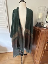 CELTIC KERRY WOOLEN MILLS LAMBSWOOL SHAWL WRAP IRELAND GREEN RUST BEIGE