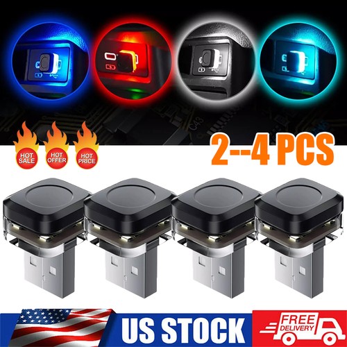 4pcs USB LED Car Interior Light Neon Atmosphere Ambient Lamp Bulb Accessories US