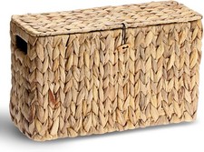 Toilet Paper Basket Wicker Water Hyacinth Toilet Paper Holder W/ Handles  Lid