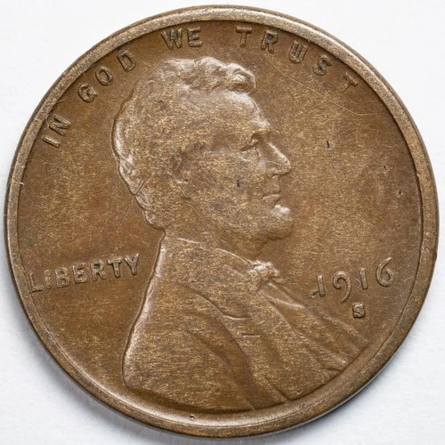 1916-S Lincoln Wheat Penny San Francisco Mint Fine (F)