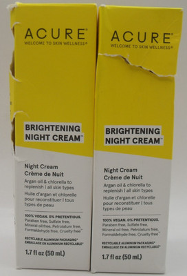 2PK Acure Brightening Night Cream 1.7Fl Oz EACH New & Sealed