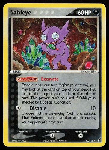 Sableye 10/100 Holo Rare Crystal Guardians Pokemon Card