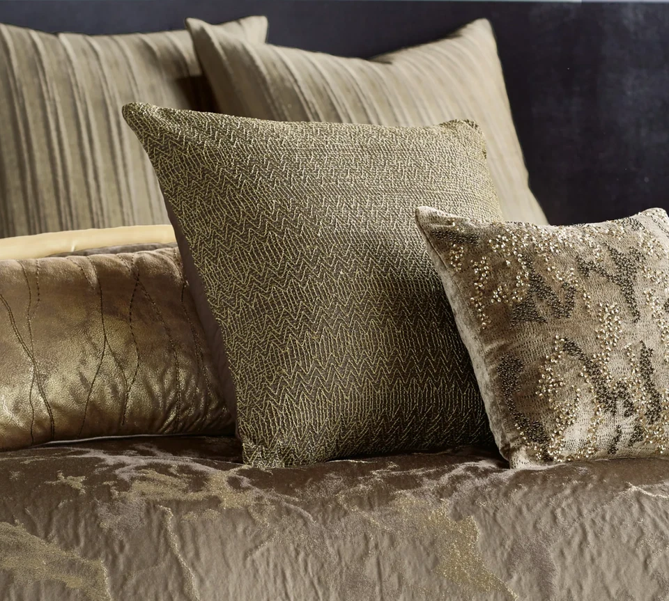 Donna Karan Sanctuary Manipulted Ribbon Silk Mink Decorative Pillow 18" x 18" - Image 2 of 4