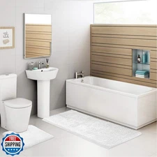 ITSOFT 3pc Non-Slip Shaggy Chenille Bathroom Mat Set, Includes 24