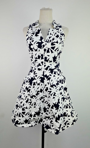 Kenzo, KENZO Paris White Blue Denim Dress V-Neck Sleeveless, Size 36/40 Vintage