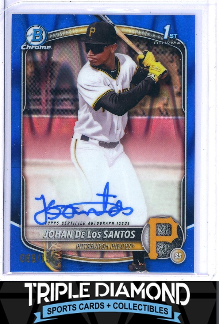 2025 Bowman Chrome 1st Johan De Los Santos Auto Blue Raywave #089/150 A609