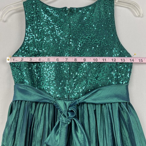 Bloome Party Dress Girls size 12 Sequined Pleated Flowy Green - Picture 9 of 12