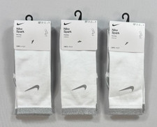 Women's Men's Nike CU7200 Dri-Fit Spark CREW White Running Socks 3 Pair