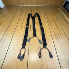 Vintage GGS W Germany Suspenders Braces Button End Black Elastic Adjustable