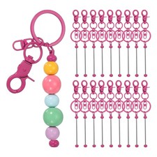 18Pcs Beadable Keychains, DIY Beaded Keychain Making Kit, Rose Red