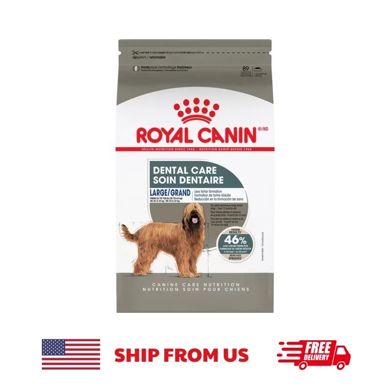 Royal Canin Large Breed Dental Care Dry Dog Food 30lb Bag for Healthy Teeth