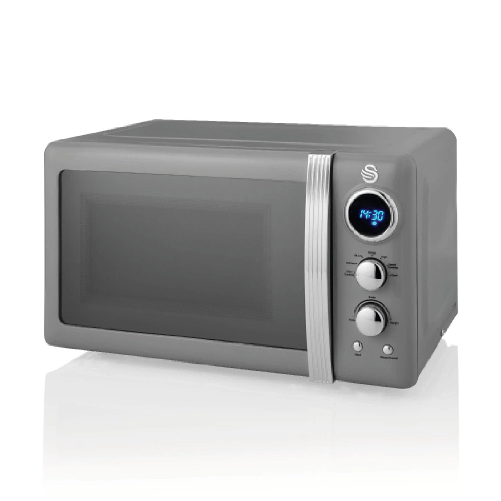 Swan Retro LED Digital Microwave Grey 20L 800W 6 Power Levels Including Defrost