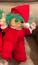 Vintage 90's RUSS TROLL PLUSH CHRISTMAS BABY DOLLS WITH SANTA PJs 2 in stock
