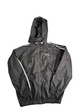 Adidas Black Full Zip Jacket Men  s Size Large 3 Stripe Vintage Windbreaker Mesh