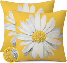 Spring Summer Outdoor Waterproof Pillow Covers 18 x 18 Inch Set of 2 Yellow Dais