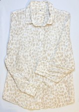 J.Crew Perfect Shirt Animal Print Button Up Blouse 100 Cotton Beige Women  s S