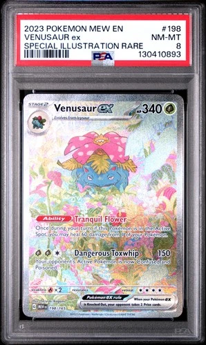 2023 POKEMON MEW EN-151 SPECIAL ILLUSTRATION RARE #198 VENUSAUR EX PSA 8