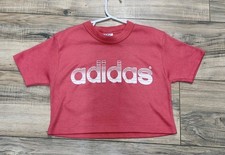 Vtg 80s Adidas Trefoil Made In USA Pink Crop Top Sz Sm EXCELLENT Shape