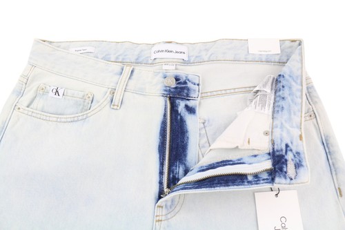 CALVIN KLEIN Regular Taper Men Jeans W31/L32 Light Blue Washed Denim Zipper - Picture 4 of 11