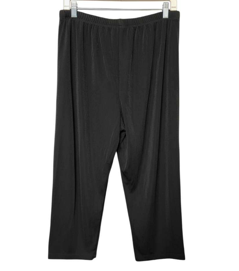 CHICO'S TRAVELERS Black SLINKY KNIT High-Rise WIDE LEG CROPPED PANTS sz 3/XL