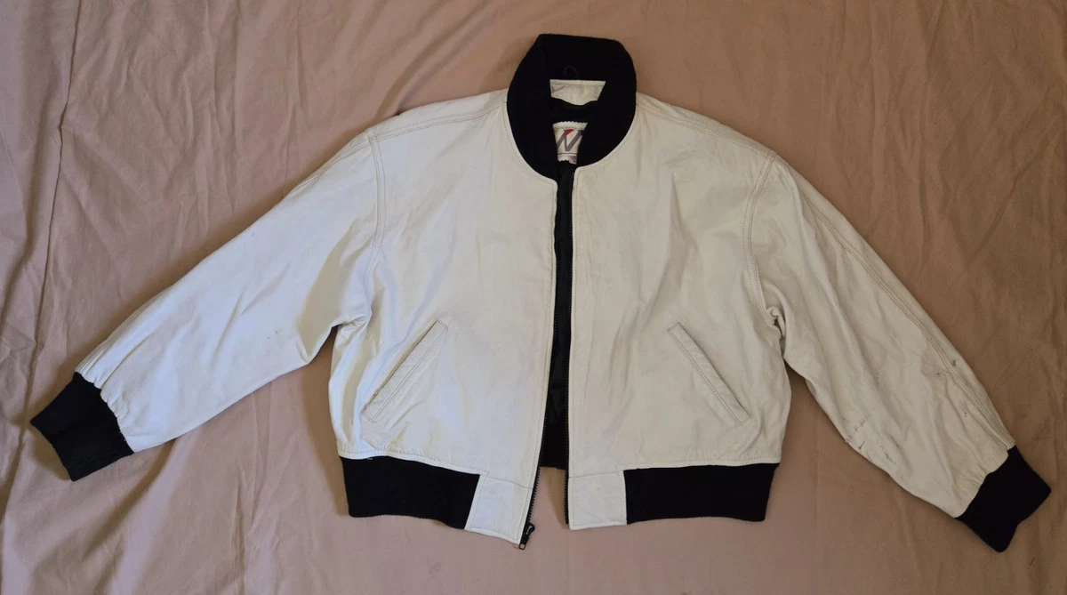 White Leather 1980s Vintage Outerwear Coats & Jackets for Men for