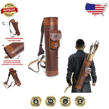 Classic Leather Archery Quiver - Large Pouch, Adjustable Strap, Right/Left Hand