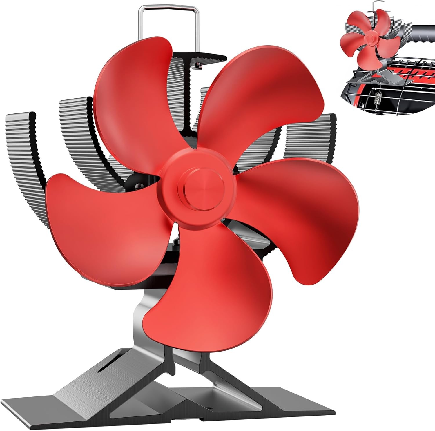 Heat Powered Wood Stove Fan Non-Electric for Fireplace Pelle