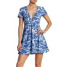 Show Me Your Mumu Dress Small Blue White Ibiza Antigua Paisley Open Back Mini