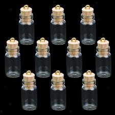 10pcs Empty Glass Bottles with Cork Clear Vials Pendant Charms Container for
