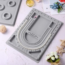 2Pcs Durable Grey Plastic Jewelry Making Boards with Bead Measuring Tool
