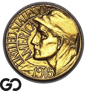 1915 S Panama Pacific Commemorative Gold Dollar $1 Gold Commem Choice BU